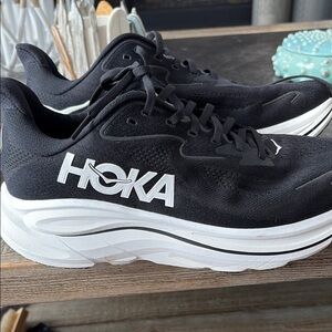 Hoka Black and White Athletic Sneakers